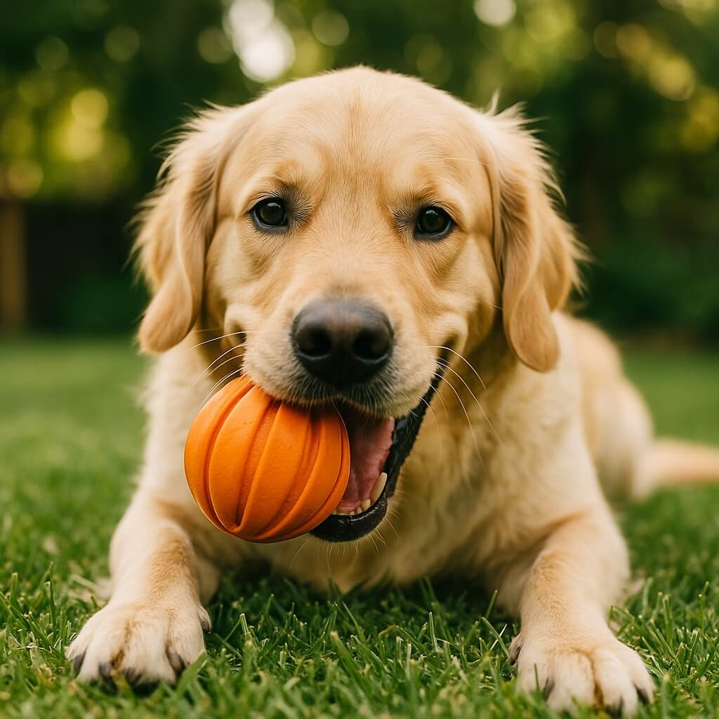 Golden Retriever with Toy